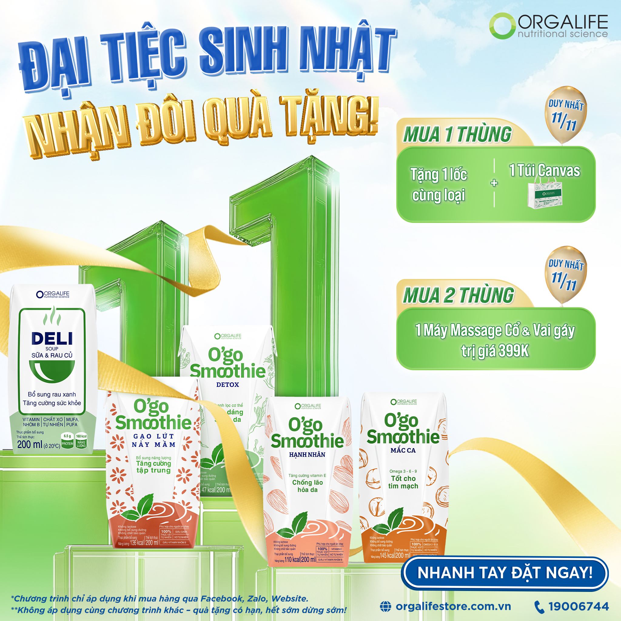 🎂 ĐẠI TIỆC SINH NHẬT ORGALIFE – SALE ĐÔI 11/11, NHÂN ĐÔI QUÀ TẶNG! 🎁