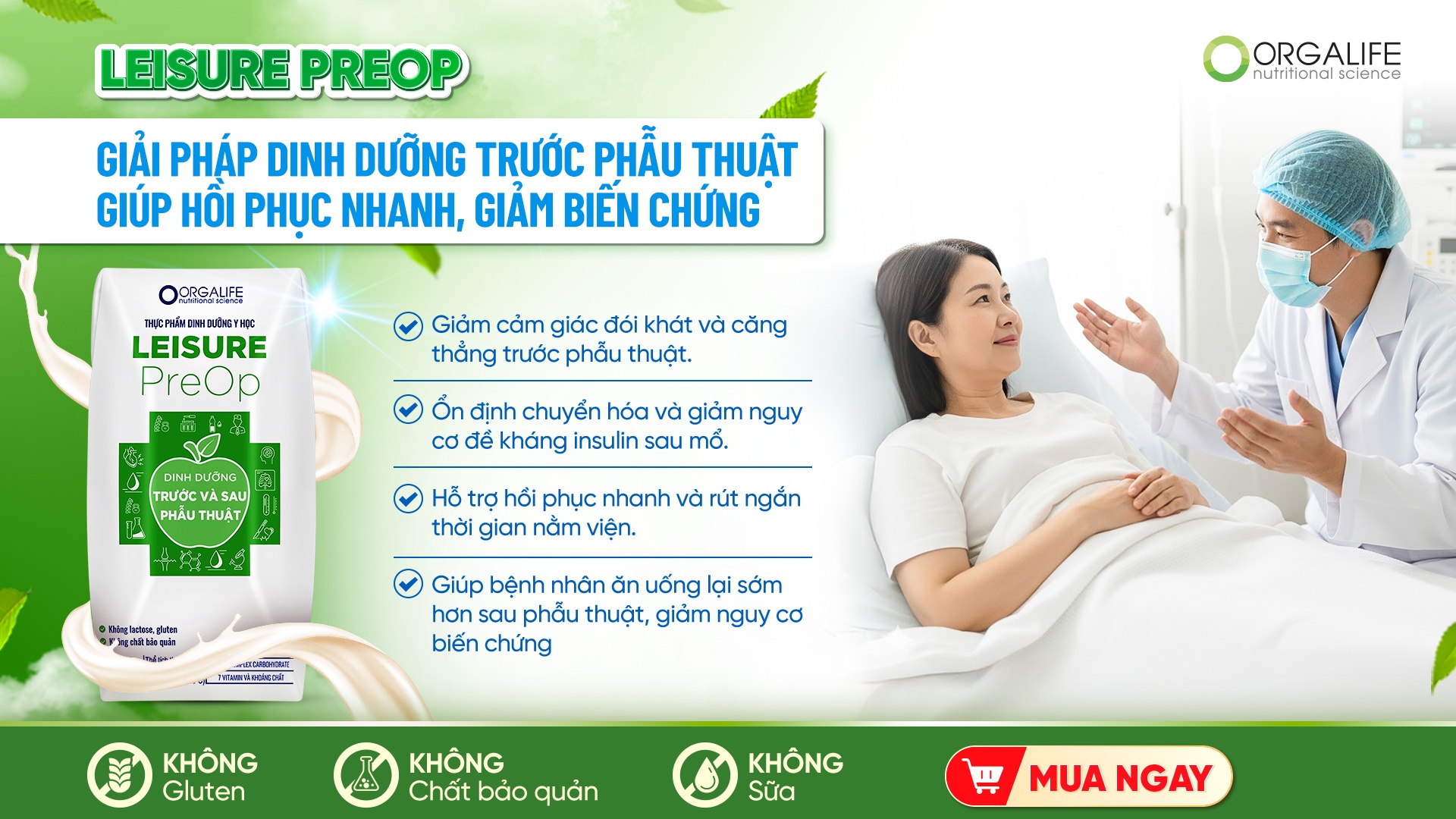 Leisure Preop: Giải pháp dinh dưỡng trước phẫu thuật giúp hồi phục nhanh, giảm biến chứng