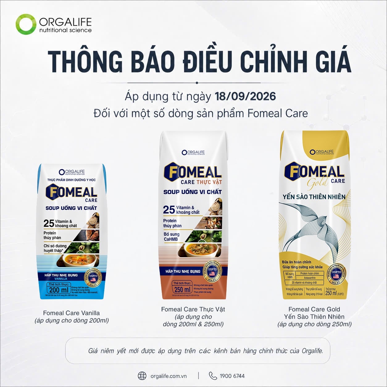 THÔNG BÁO ĐIỀU CHỈNH GIÁ SẢN PHẨM