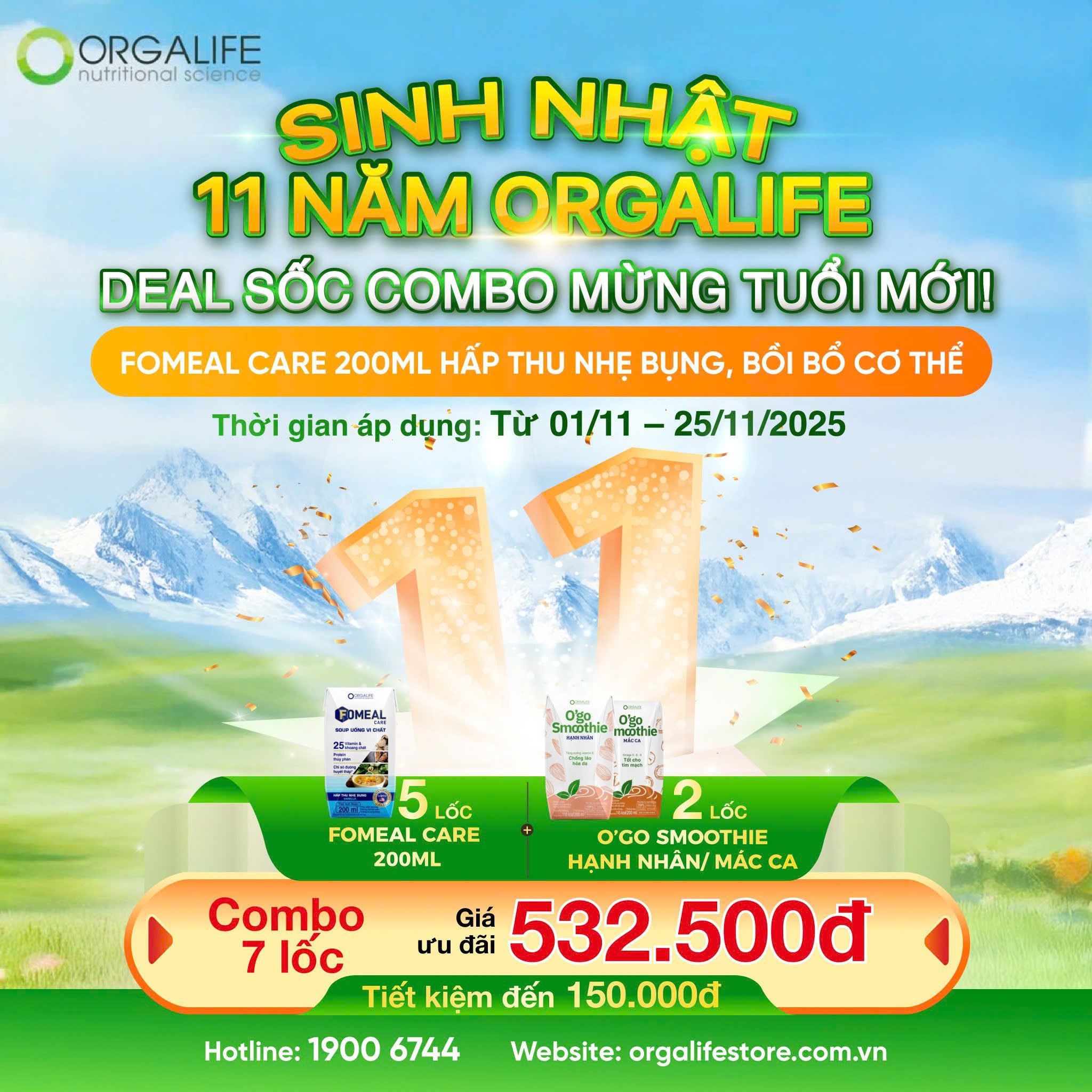 🎉 SINH NHẬT 11 NĂM ORGALIFE – DEAL SỐC COMBO MỪNG TUỔI MỚI! 🎉