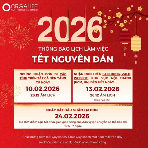 THÔNG BÁO LỊCH NGHỈ TẾT NGUYÊN ĐÁN 2026 – ORGALIFE
