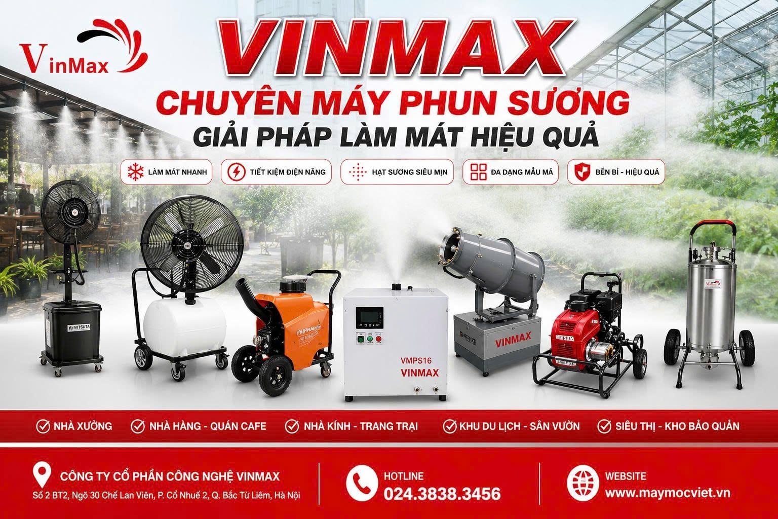 Top 5 Mẫu Máy Phun Ẩm Bán Chạy Mùa Hè 2026 Được Vinmax Phân Phối