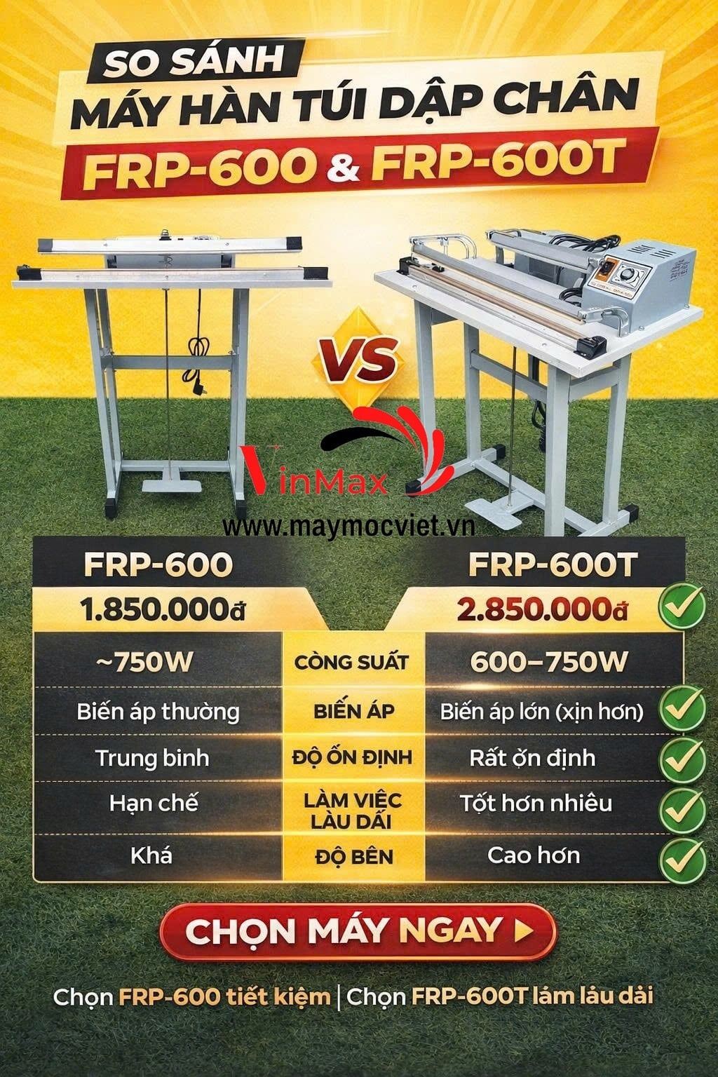 So Sánh Máy Hàn Miệng Túi Dập Chân FRP-600 Và FRP-600T – Nên Chọn Loại Nào?