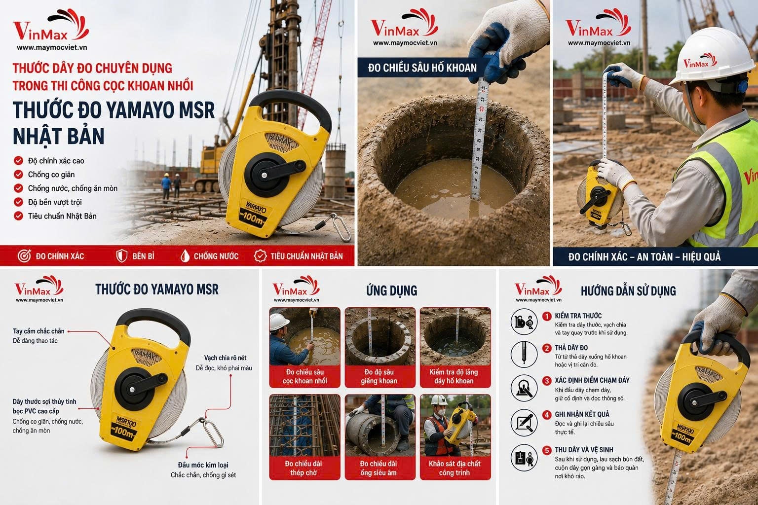 Thước Dây Đo Chuyên Dụng Trong Thi Công Cọc Khoan Nhồi