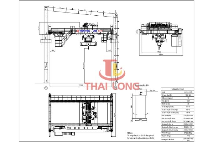 Phương án thiết kế cụm cầu trục nâng hạ&nbsp;dầm đôi tải trọng 10 tấn