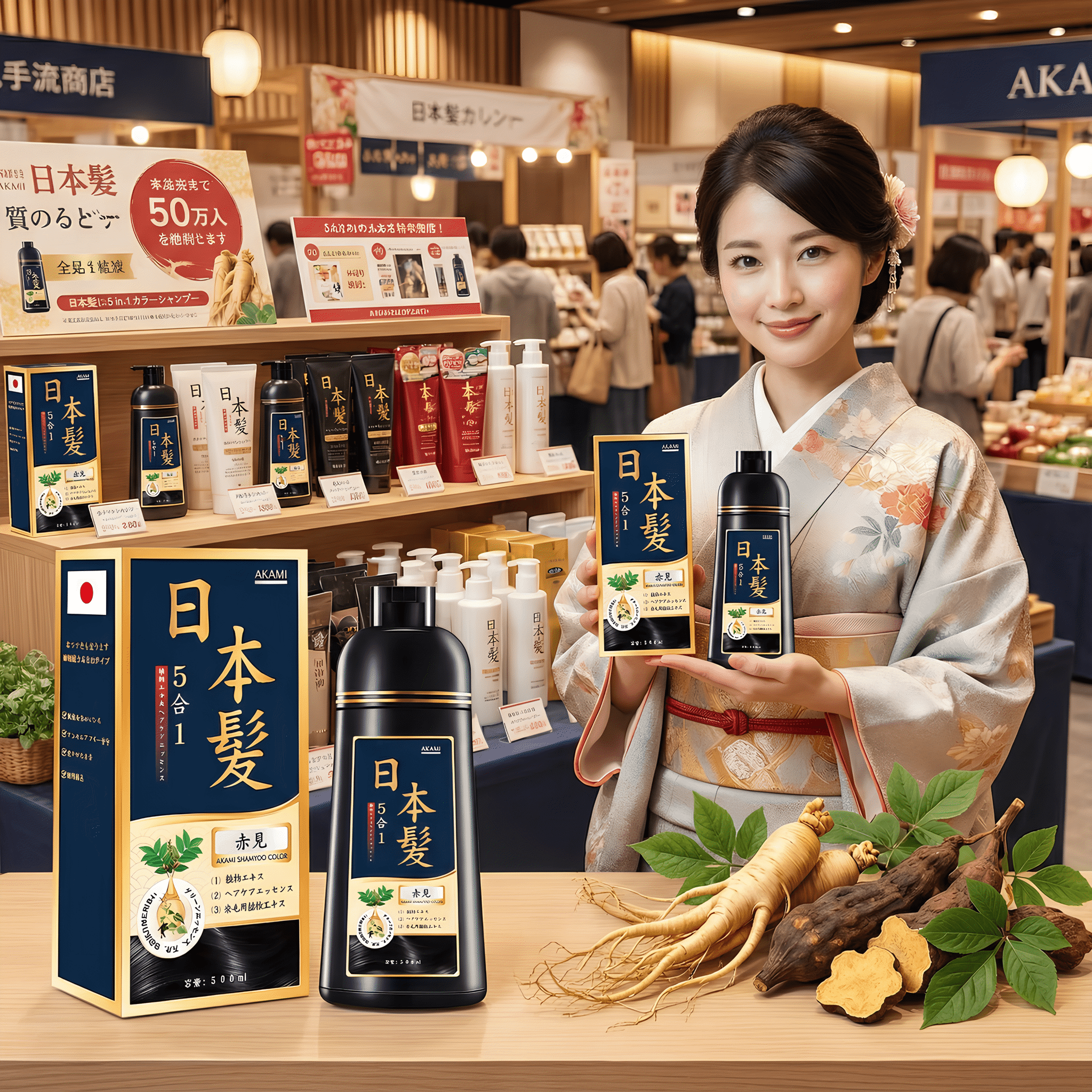 Dầu Gội Phủ Bạc Akami Nhật Bản 5 in 1: Bí Quyết 