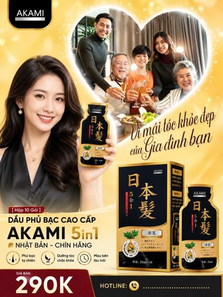 Hộp 10 Gói Dầu gội phủ bạc cao cấp AKAMI 5in1 Nhật Bản, nhuộm tóc thảo dược X10 tự nhiên