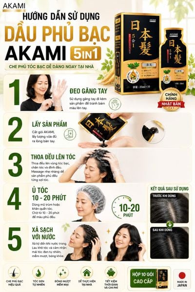 Hướng dẫn sử dụng gói nhuộm tóc akami nhật