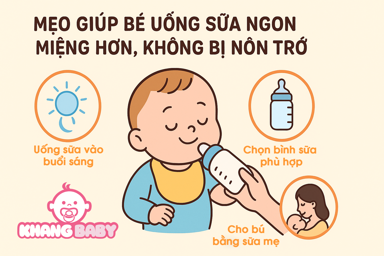 Mẹo giúp bé uống sữa ngon miệng hơn, không bị nôn trớ