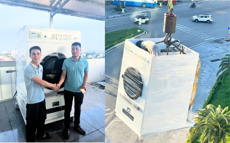 Máy sấy CN 50kg 3 pha- điện tới Móng Cái, Quảng Ninh