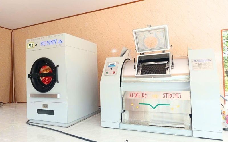 Máy giặt CN 50kg chân mềm, máy sấy CN 50kg 3 pha- điện tới Thái Hòa, Nghệ An