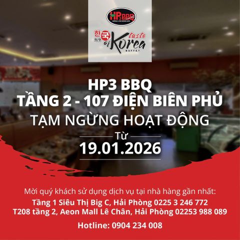 HP3 BBQ ĐIỆN BIÊN PHỦ TẠM NGỪNG HOẠT ĐỘNG