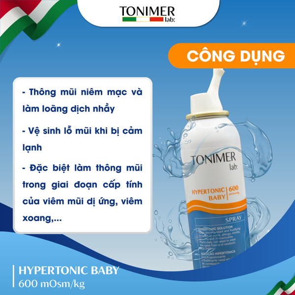 công dụng xịt mũi tonimer hypertonic baby