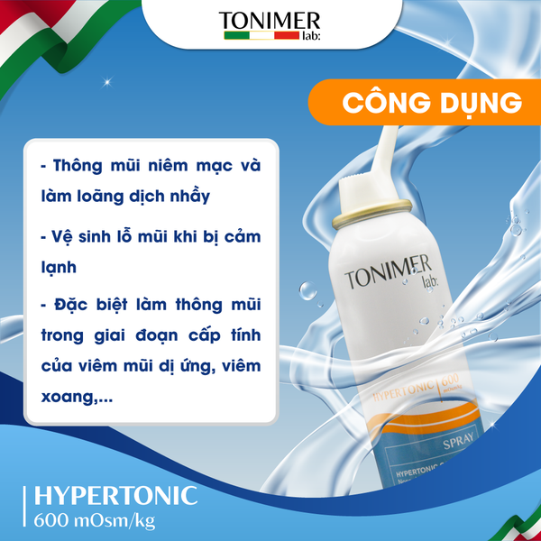 công dụng xịt mũi tonimer hypertonic