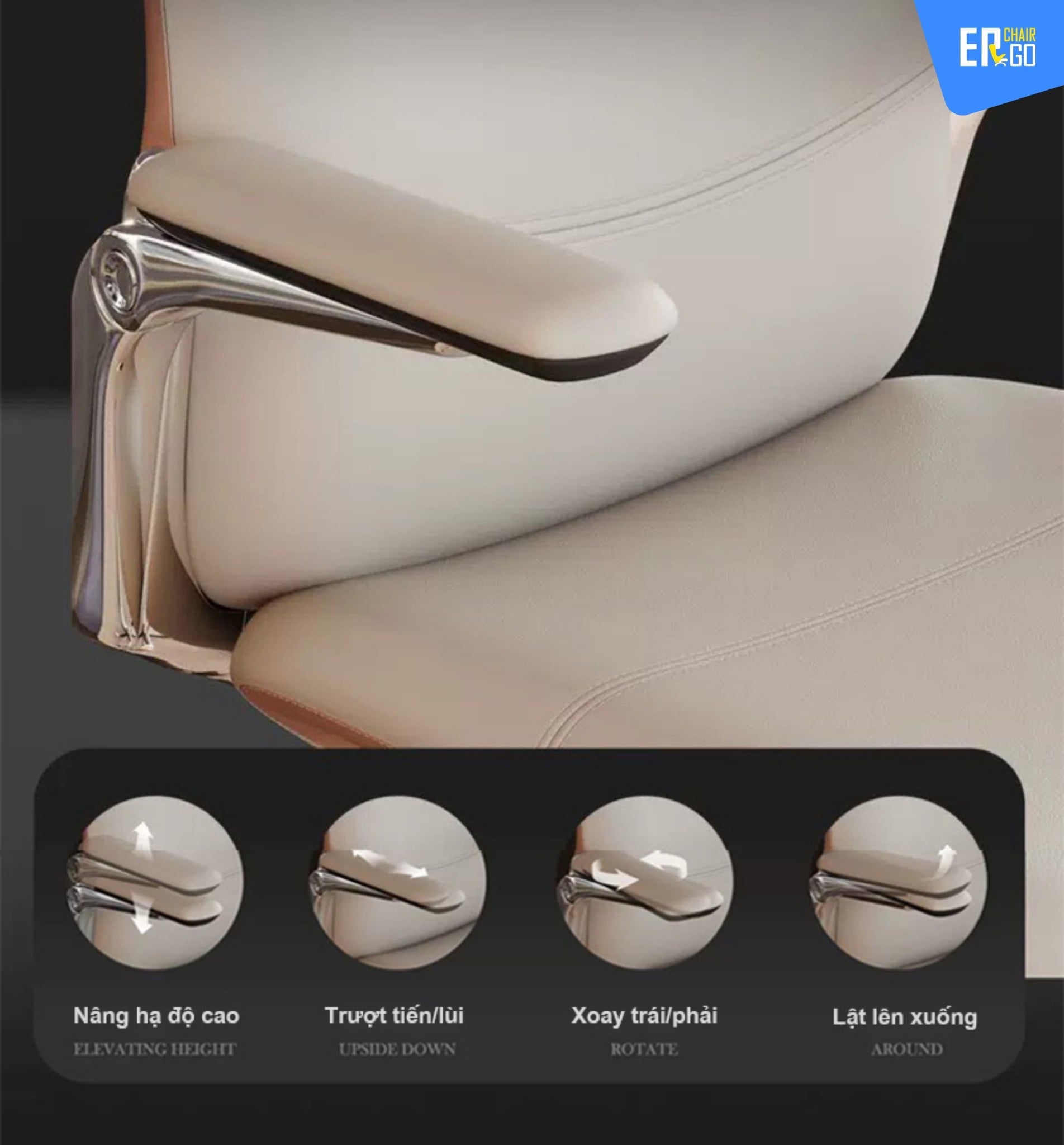 Ghế công thái học B-Chair BC-007F có Tay ghế hợp kim nhôm bọc da Nappa, điều chỉnh 6D đa hướng, thon gọn và hiện đại