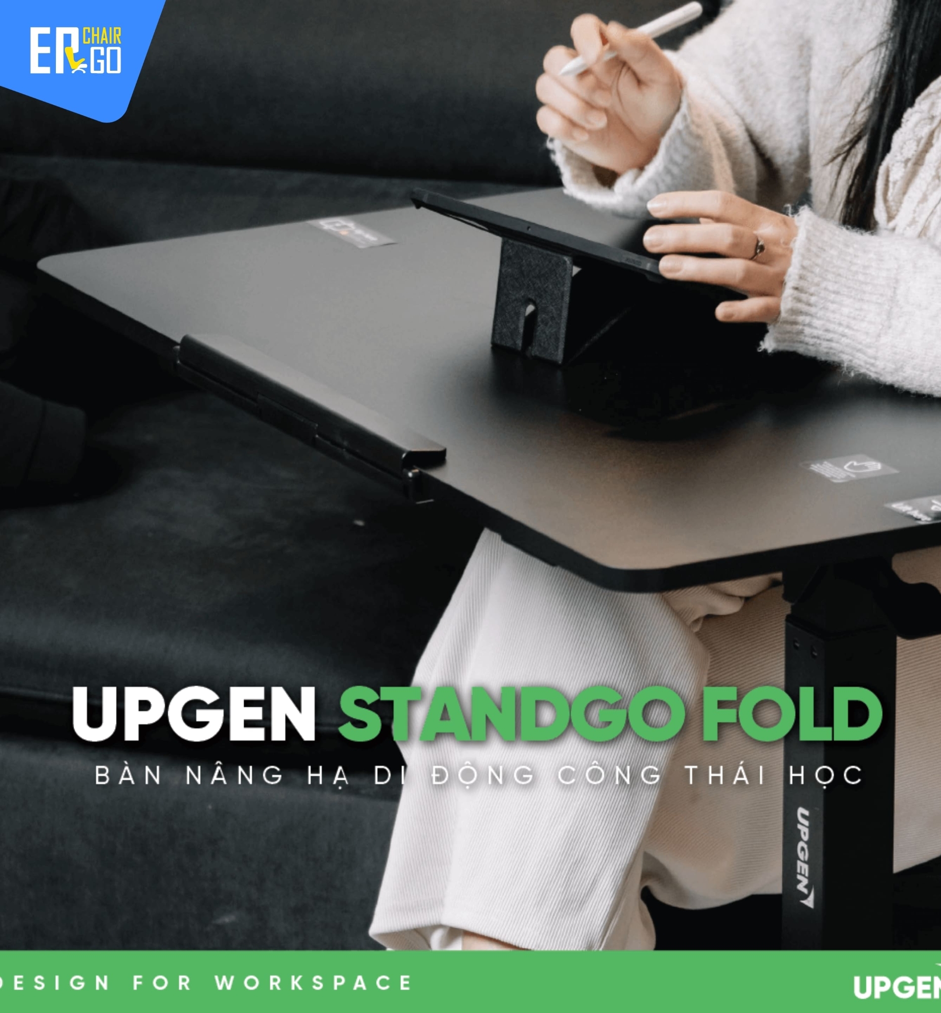 Bàn công thái học nâng hạ xoay nghiêng Upgen StandGo Fold
