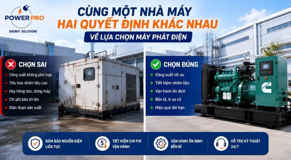 Cùng một nhà máy hai quyết định khác nhau về máy phát điện