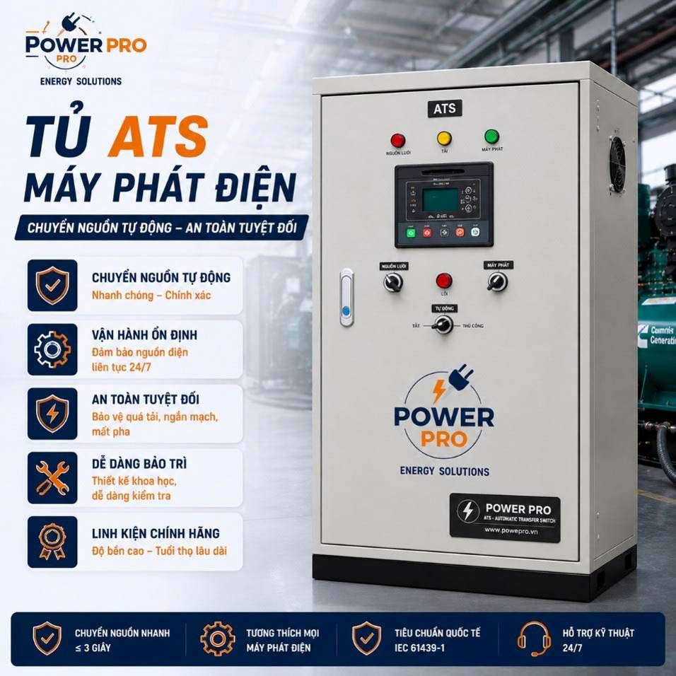 Tủ ATS máy phát điện chuyển nguồn tự động, an toàn tuyệt đối