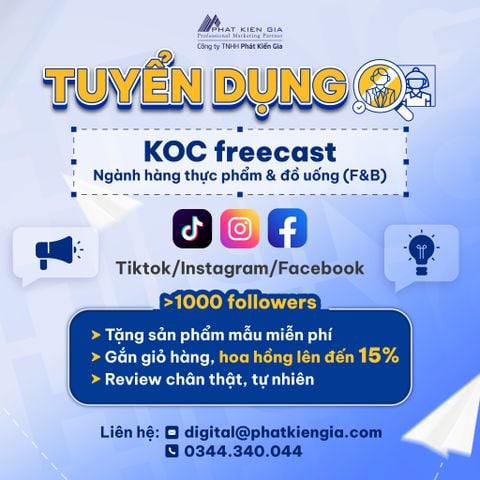[TUYỂN DỤNG] KOC FREECAST NGÀNH HÀNG F&B