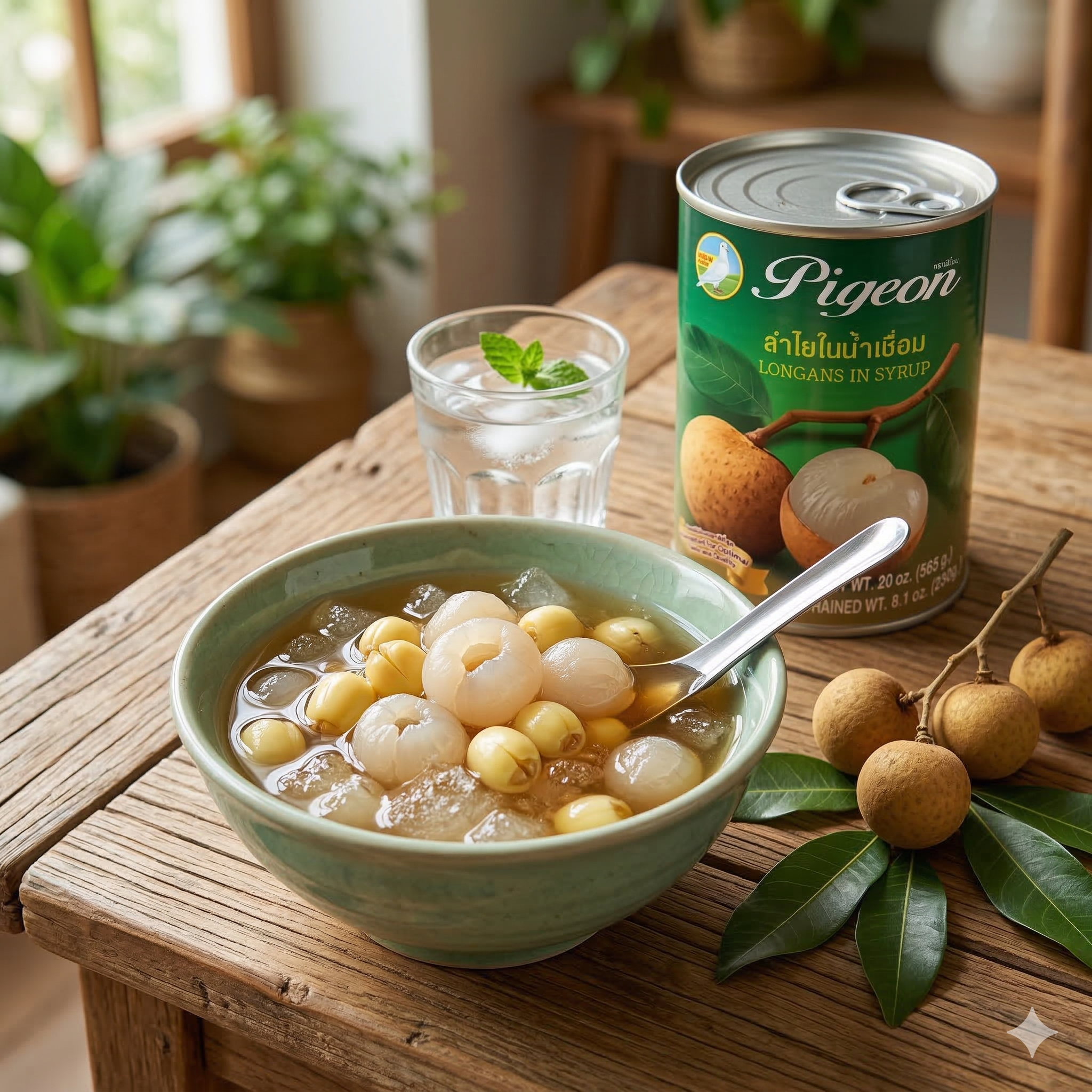 Trái Nhãn Ngâm Nước Đường Pigeon 565 g - Nhập Khẩu Thái Lan | Pigeon Brand Canned Longans In Syrup 565 g