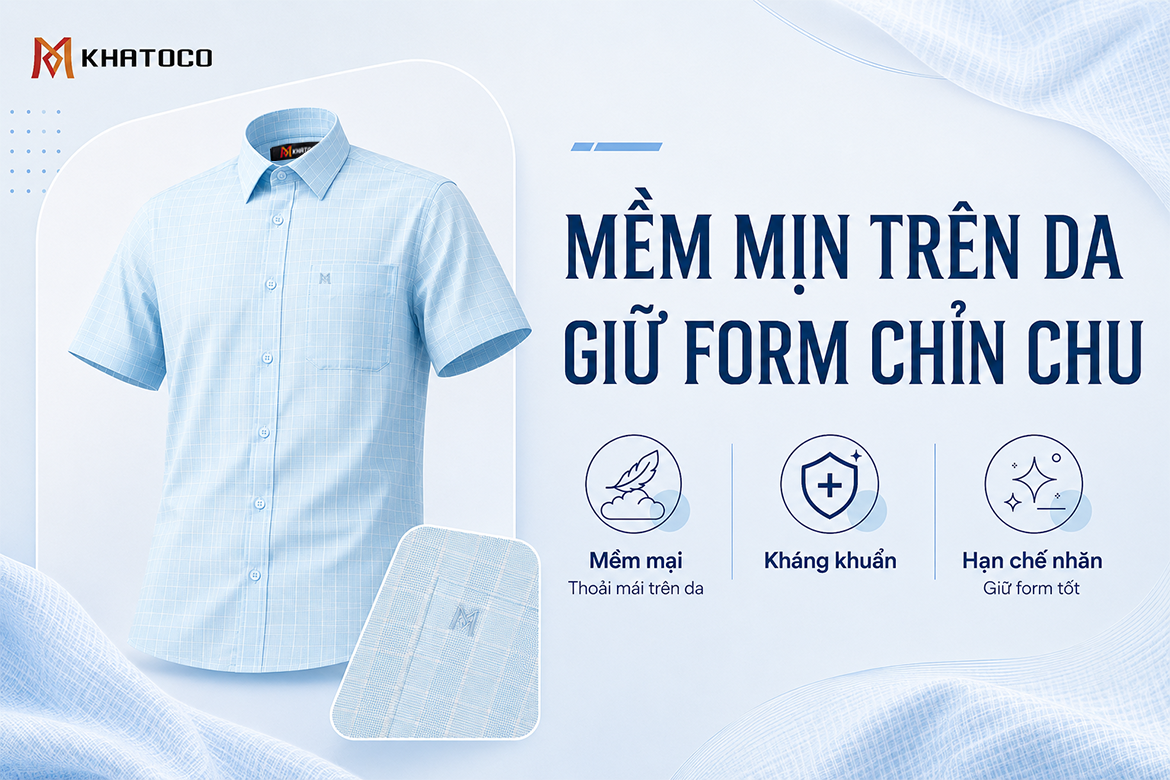 Sơ mi ngắn tay Khatoco – Mềm mịn trên da, giữ form chỉn chu