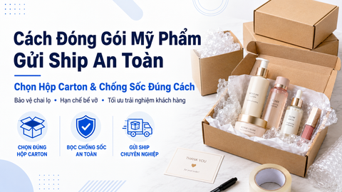 Cách Đóng Gói Mỹ Phẩm Gửi Ship An Toàn: Chọn Hộp Carton & Chống Sốc Đúng Cách