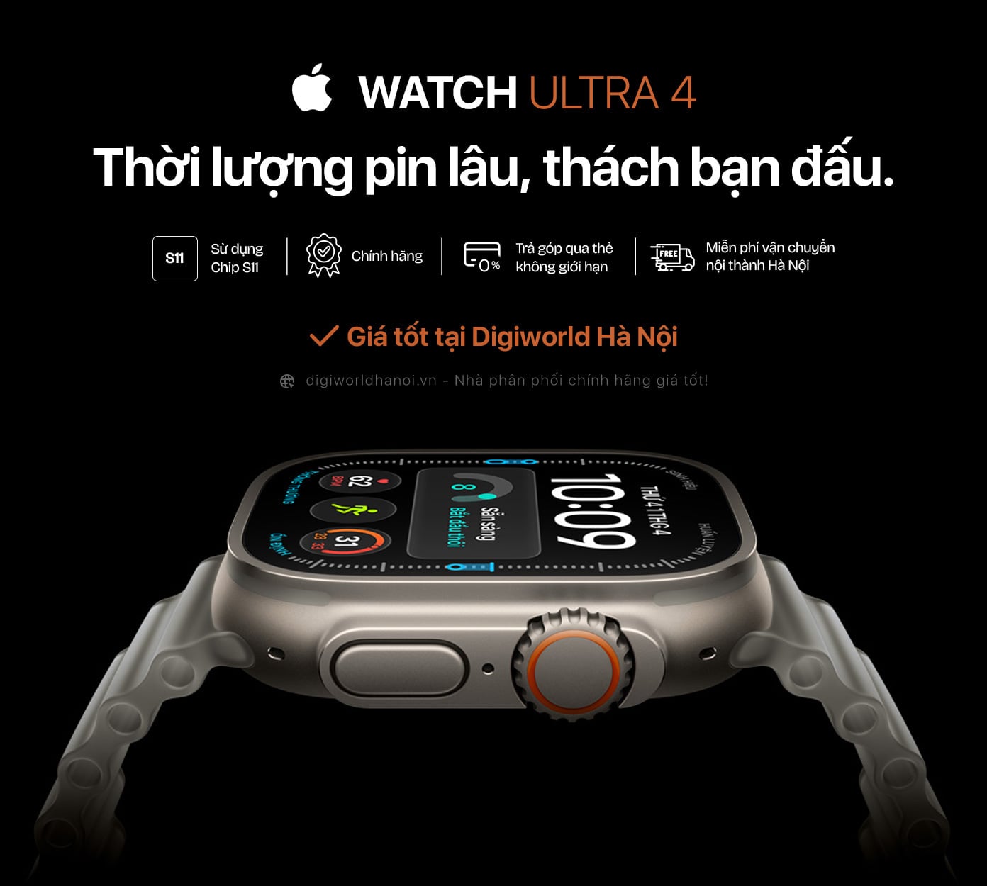 Đồng hồ Apple Watch Ultra 4 chính hãng, mới nhất với giá rất tốt tại Digiworld Hà Nội!