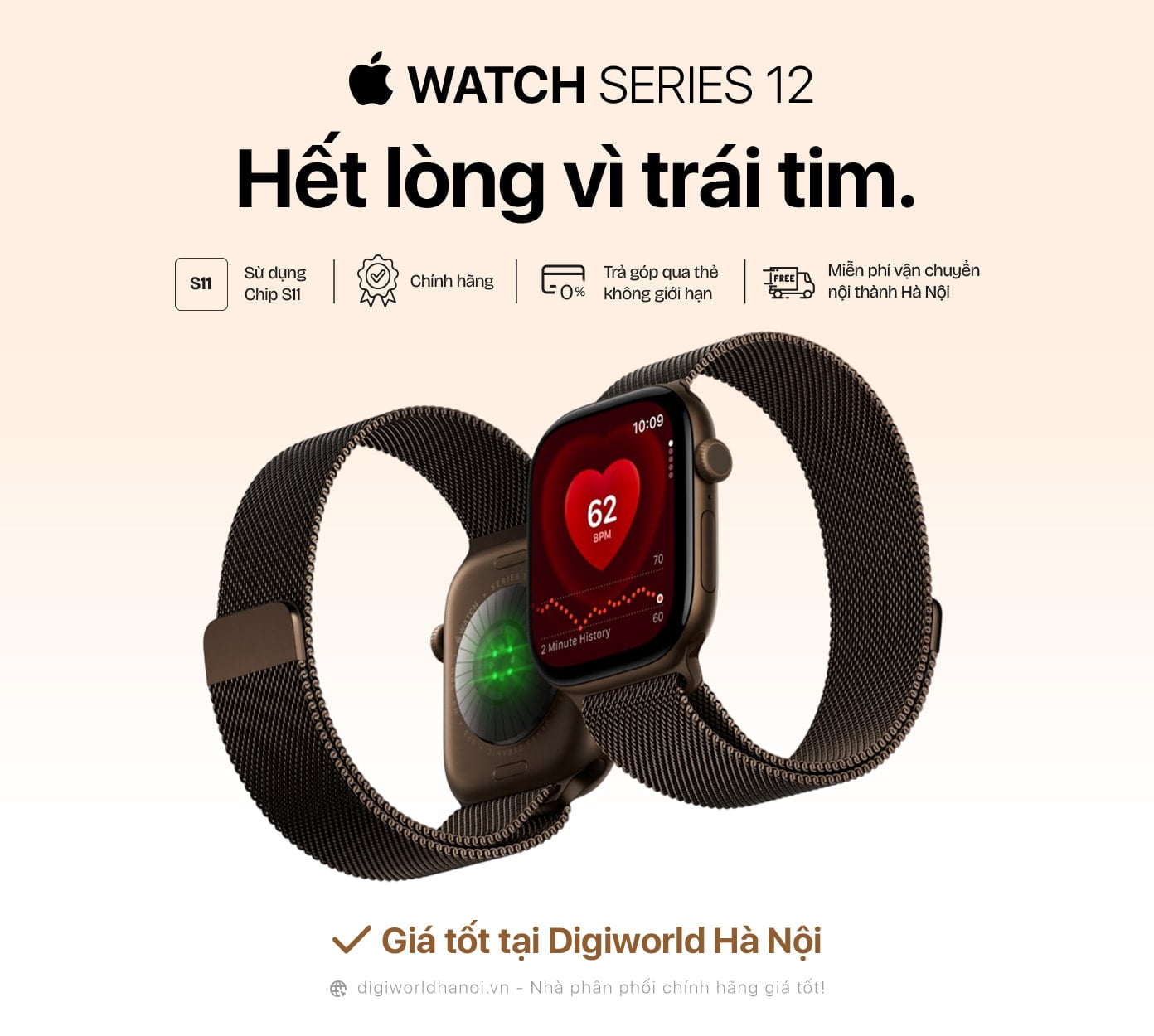 Đồng hồ Apple Watch Series 12 chính hãng, mới nhất với giá rất tốt tại Digiworld Hà Nội!