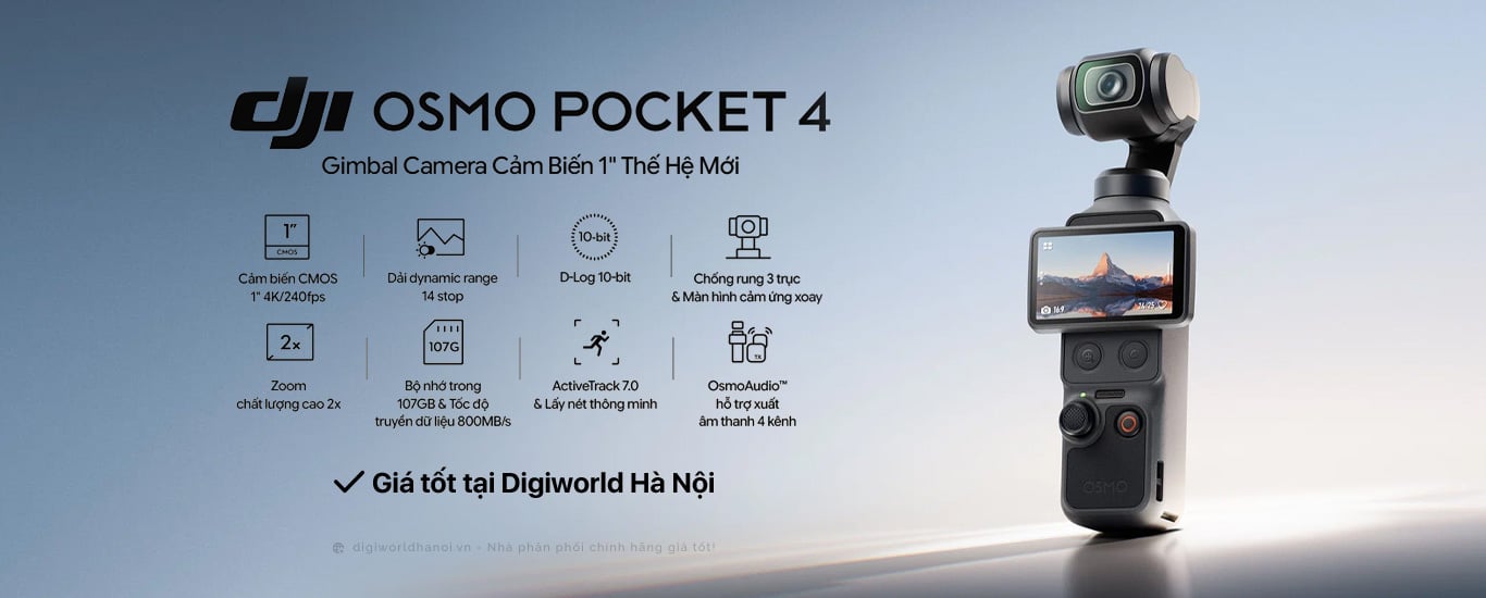 DJI Osmo Pocket 4, Gimbal Camera thế hệ mới nhất với giá cực tốt tại Digiworld Hà Nội