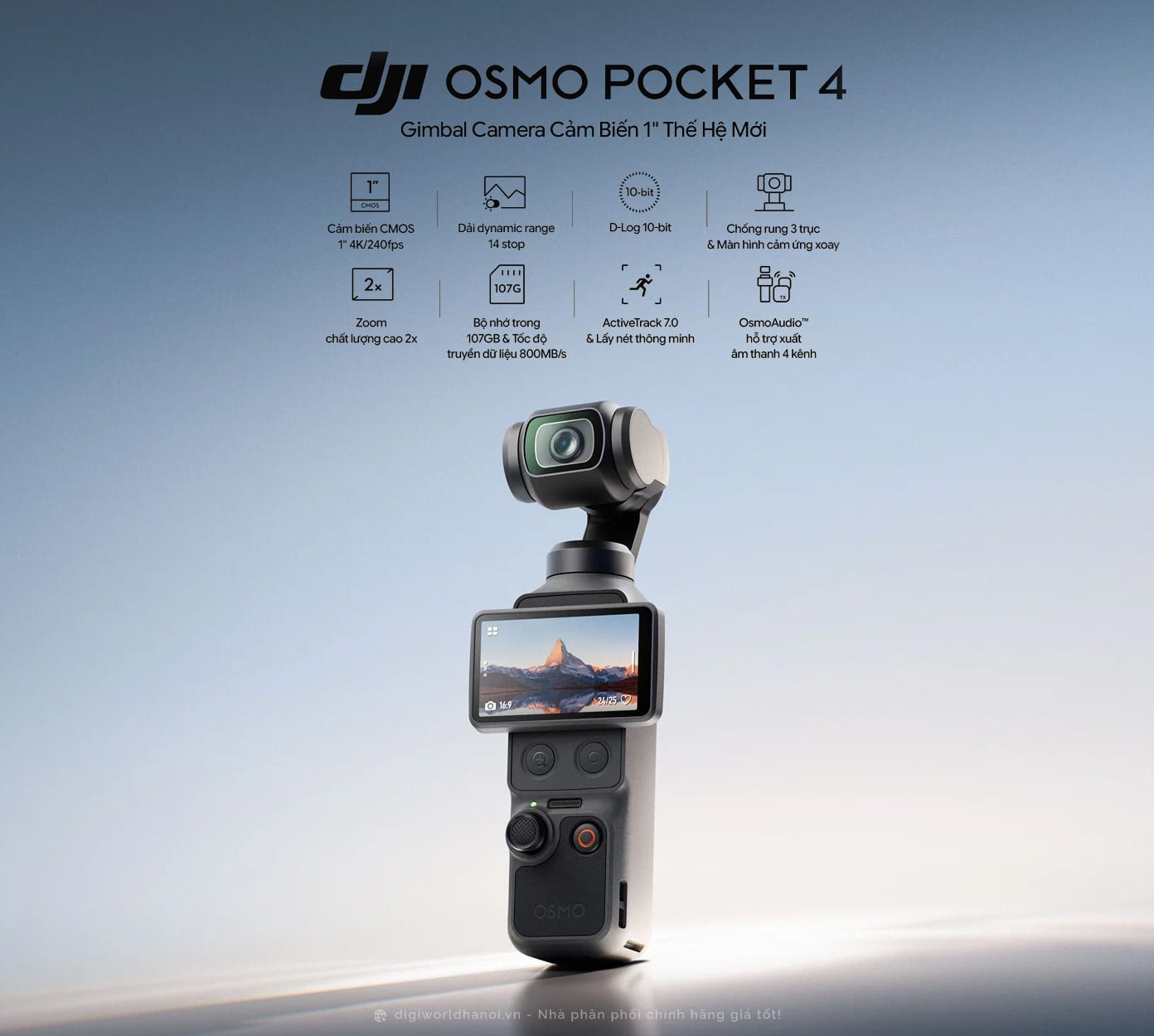 DJI Osmo Pocket 4, Gimbal Camera thế hệ mới nhất với giá cực tốt tại Digiworld Hà Nội