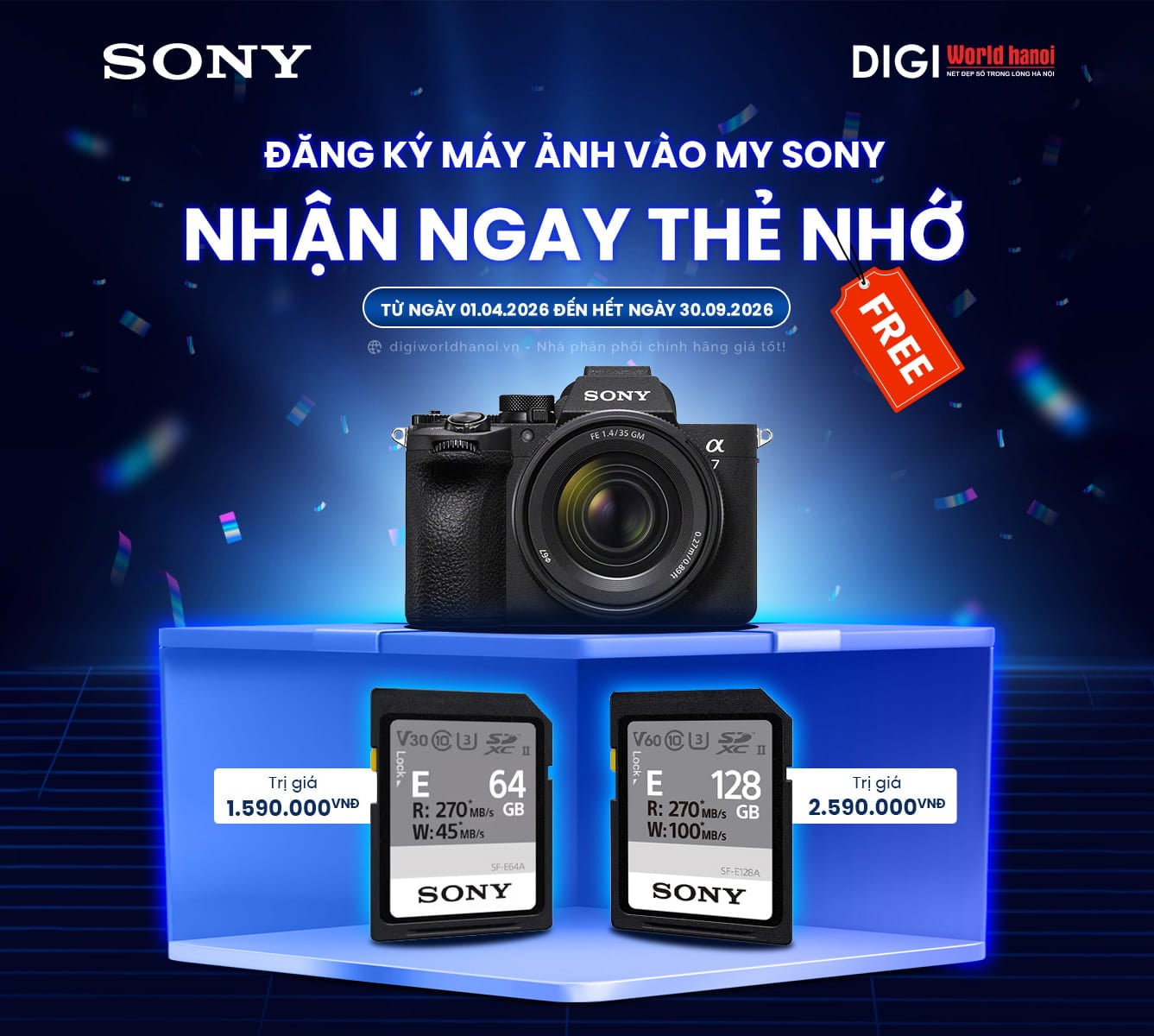 Tặng thẻ nhớ chính hãng Sony khi đăng ký máy ảnh vào My Sony