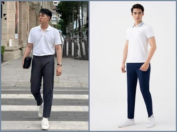 Quần âu phối với áo sơ mi