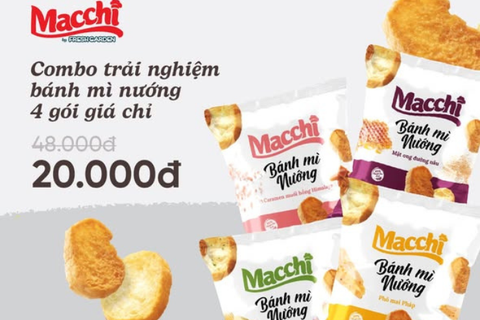 Ưu đãi combo 4 gói Bánh mì nướng Macchi