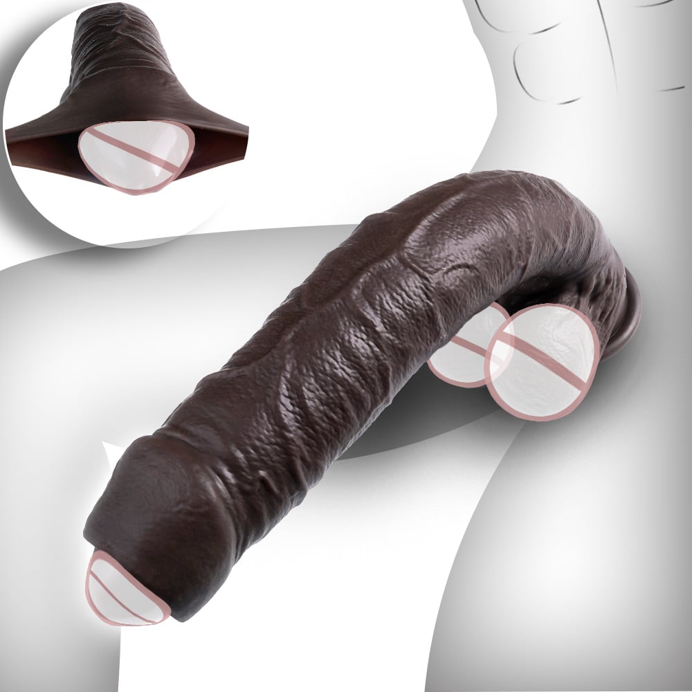 Dương vật giả gắn tường da đen dài to khủng có bao quy đầu size S 7