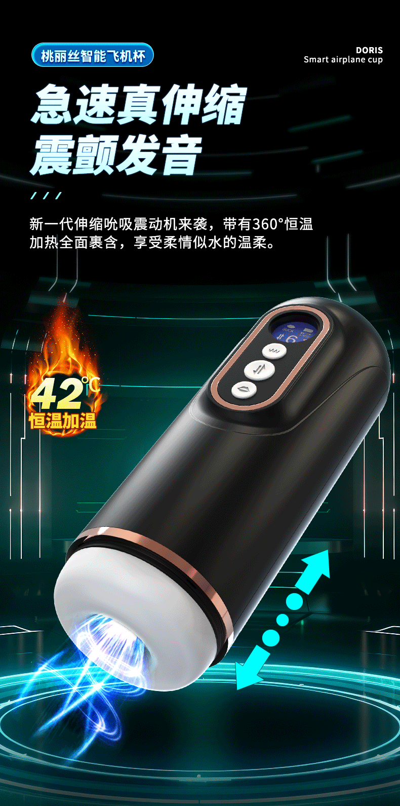 Máy sục cặc tự động 5 IN 1 Doris rung rên kẹp hút sưởi ấm 9