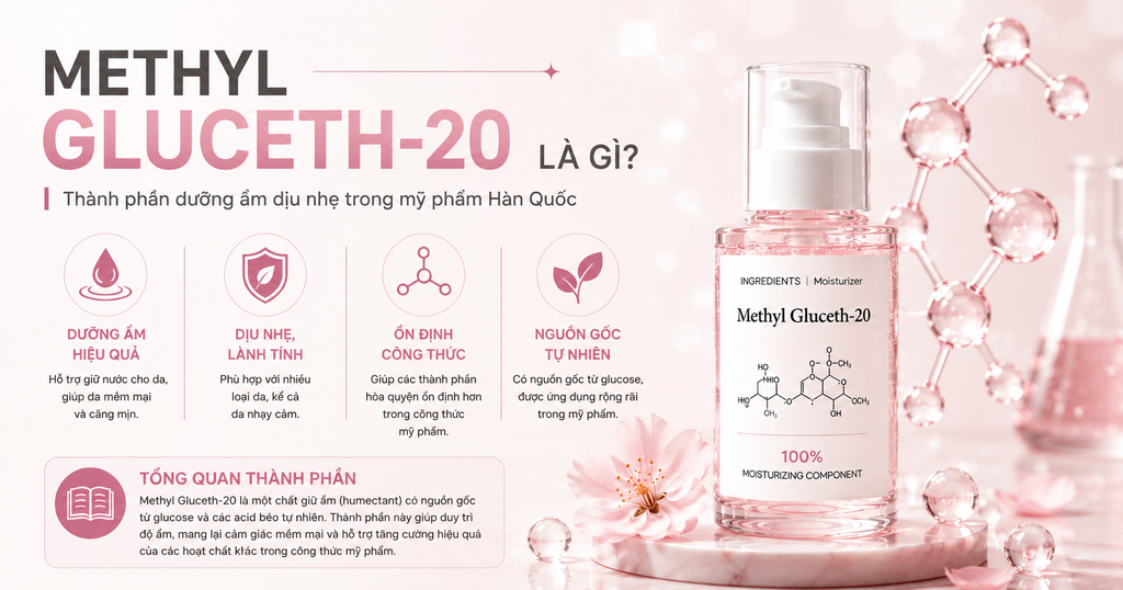 Methyl Gluceth-20 Là Gì? Thành Phần Dưỡng Ẩm Dịu Nhẹ Trong Mỹ Phẩm Hàn Quốc