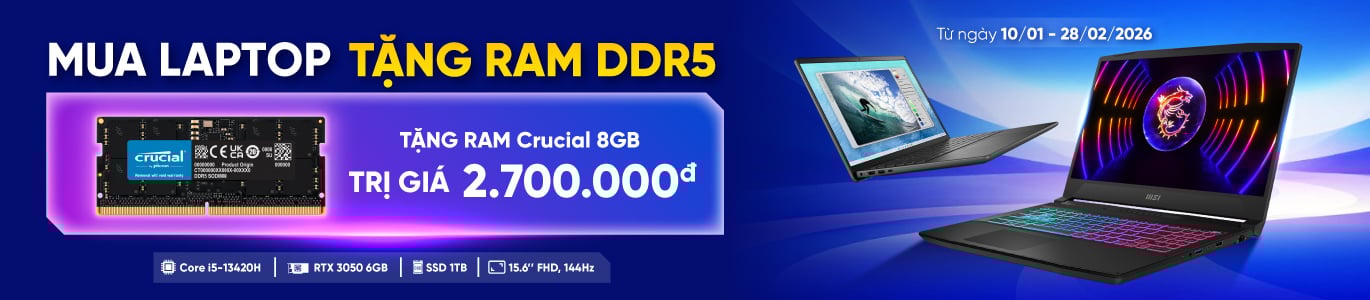 Mua laptop tặng ram DDR5