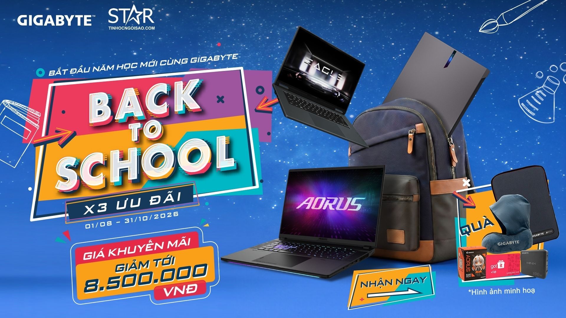 Chương trình Back to School 2026 GIGABYTE với ba ưu đãi laptop