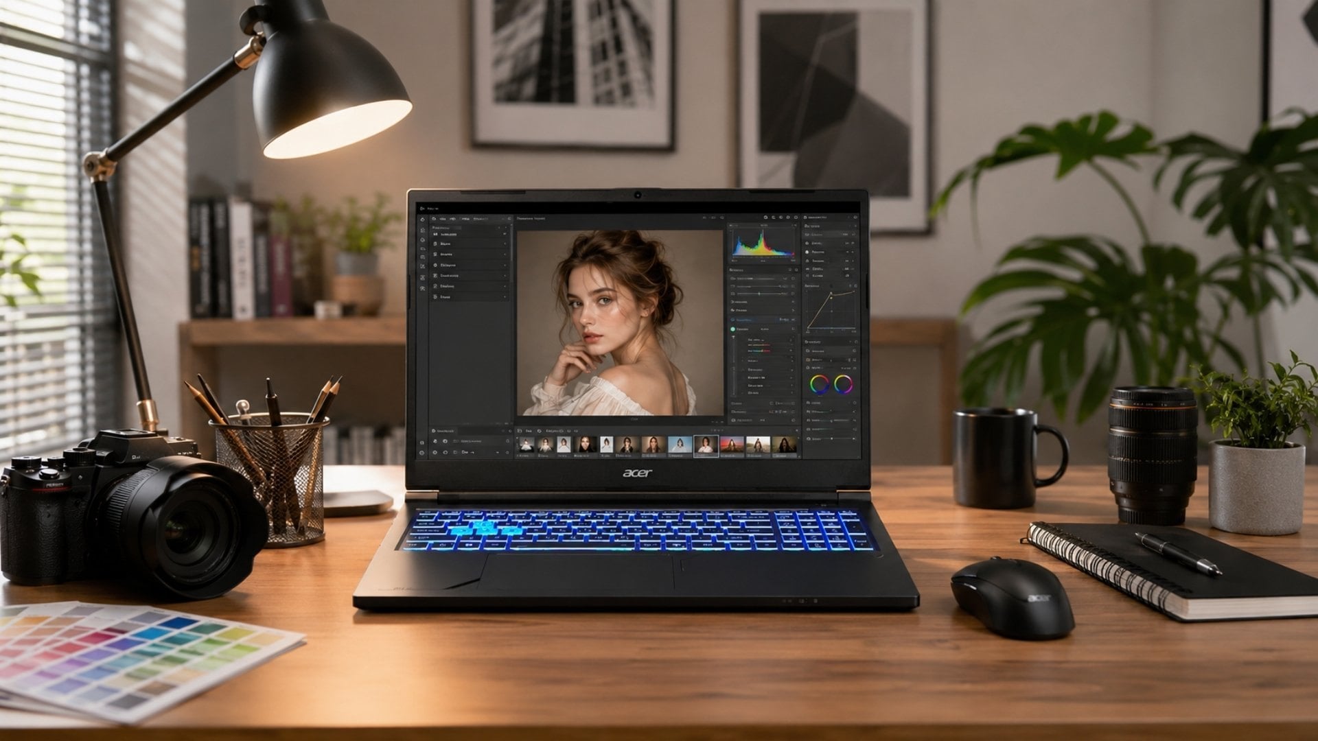Core 5 210H, RAM 16GB cùng RTX 3050 đáp ứng tốt thiết kế banner, chỉnh sửa ảnh sản phẩm