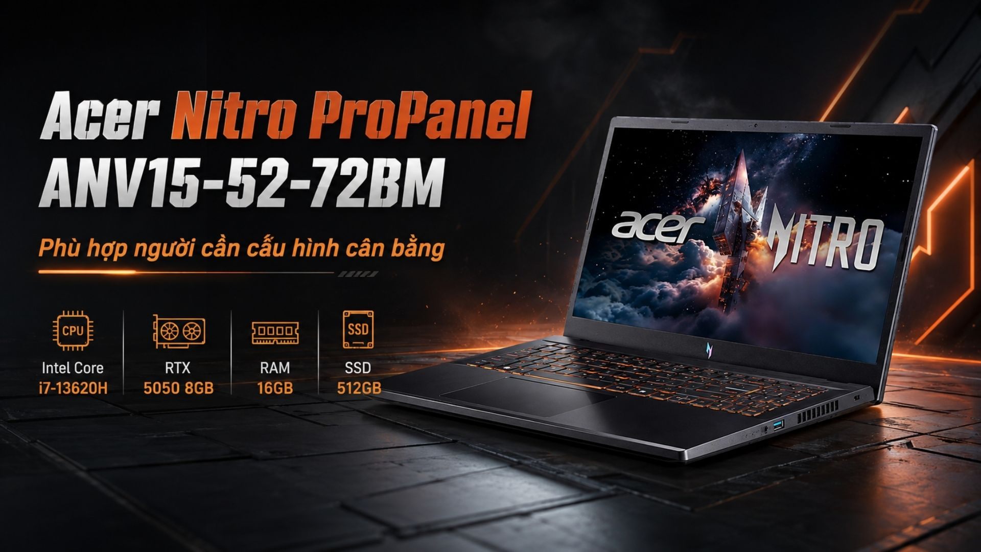 Acer Nitro ProPanel ANV15-52-72BM phù hợp người cần cấu hình cân bằng