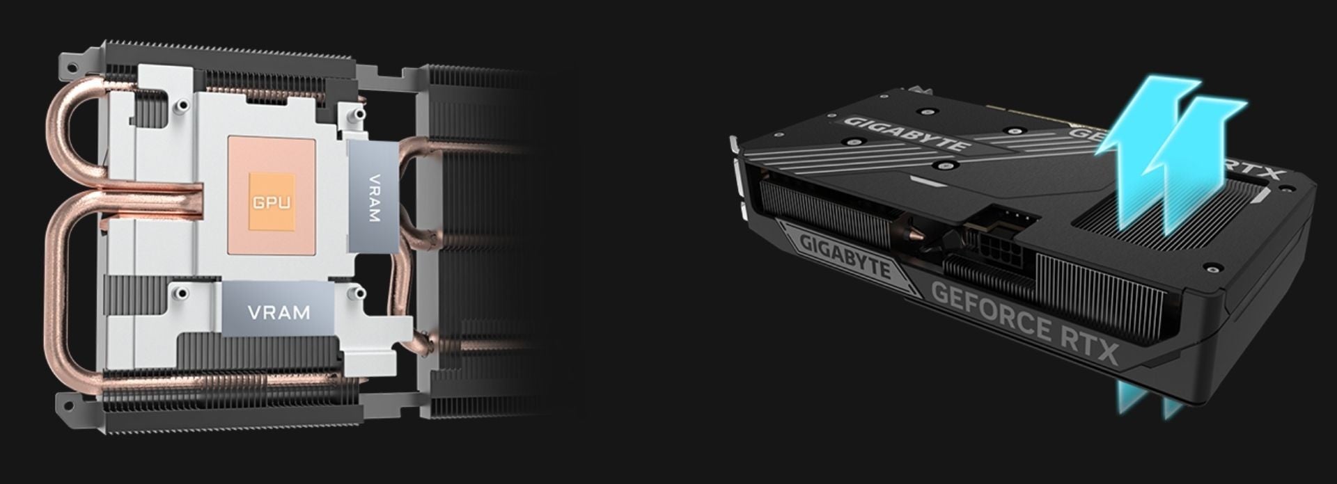 Card màn hình Gigabyte RTX 5060 Ti WINDFORCE MAX OC 8G – Thiết kế tản nhiệt đồng và heatsink mở