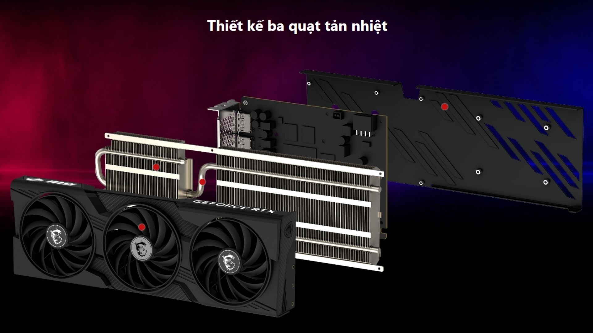 Card màn hình MSI GeForce RTX 5060 Ti 8G Gaming Duke 3X OC - Thiết kế Duke 3X và hệ thống tản nhiệt ba quạt
