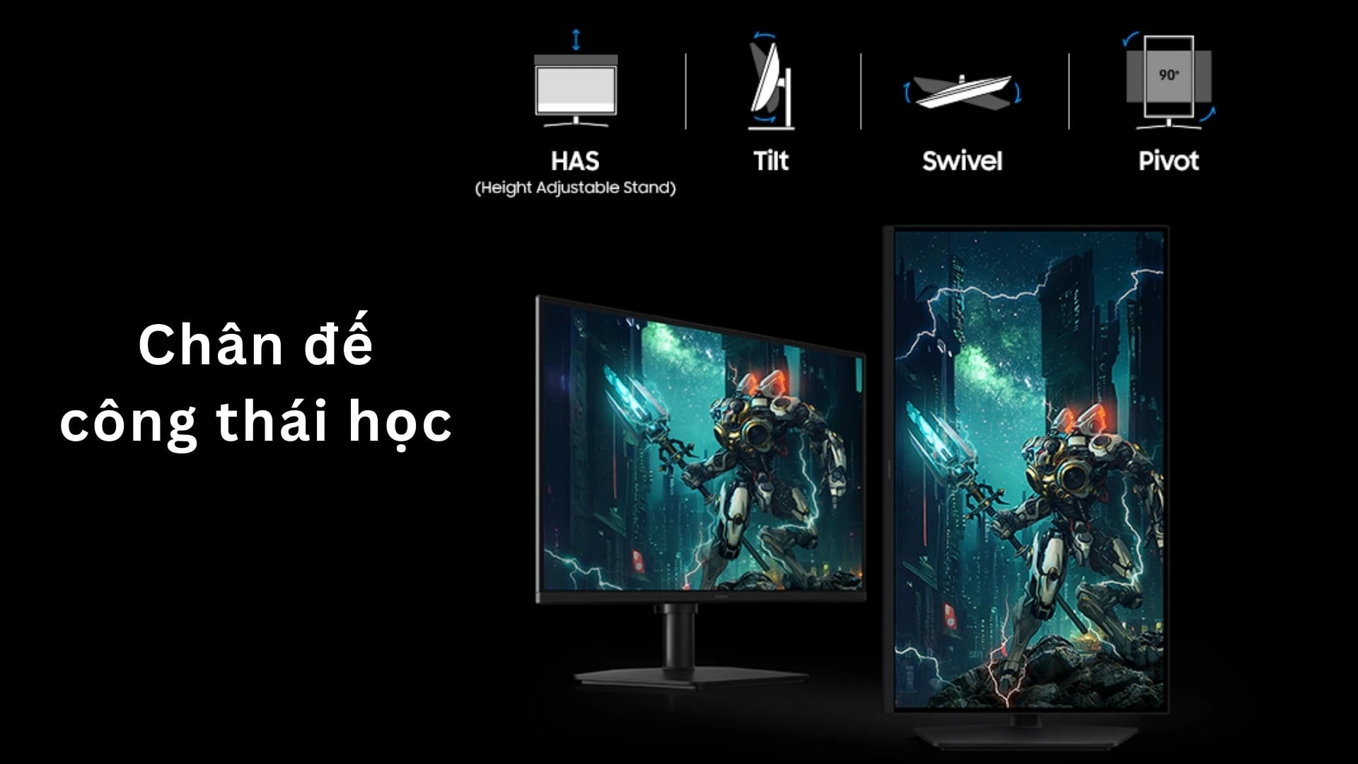 Màn hình gaming Samsung Odyssey G5 G50F 32 inch – Chân đế công thái học linh hoạt