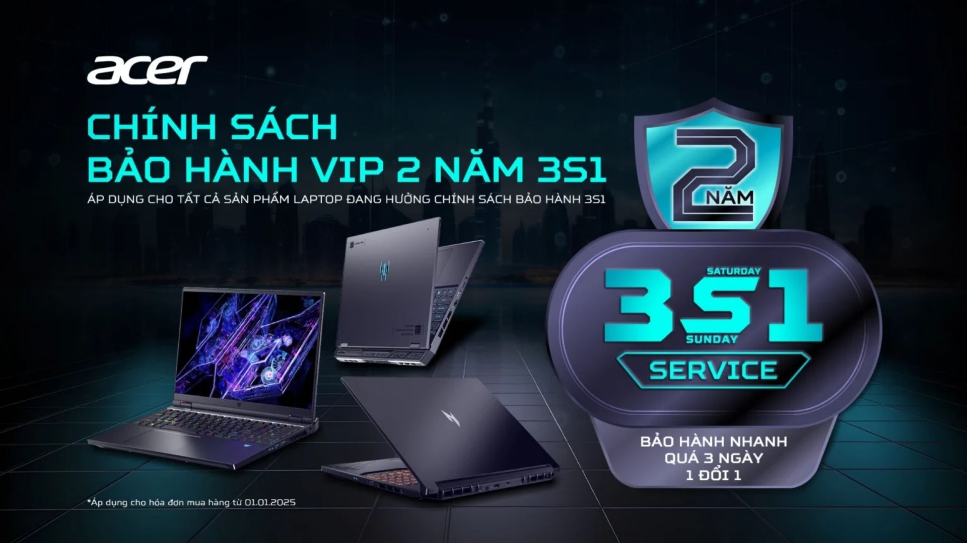 Acer Nitro V 15 ProPanel ANV15-52-74UM - Chính sách bảo hành 3S1