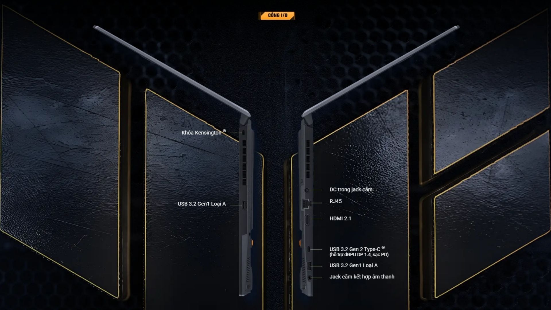 ASUS&nbsp;TUF Gaming F16 FX607VJB - Cổng kết nối đầy đủ