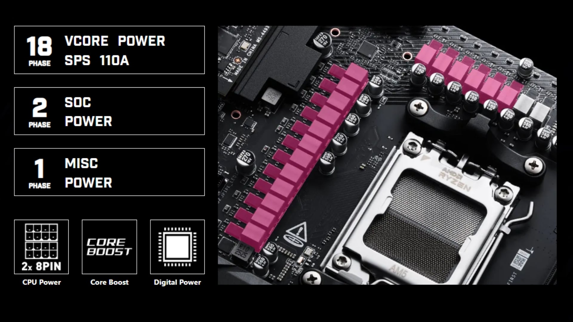 Bo mạch chủ MSI MPG X870E CARBON MAX WIFI - Hệ thống nguồn mạnh mẽ phục vụ ép xung Ryzen thế hệ mới