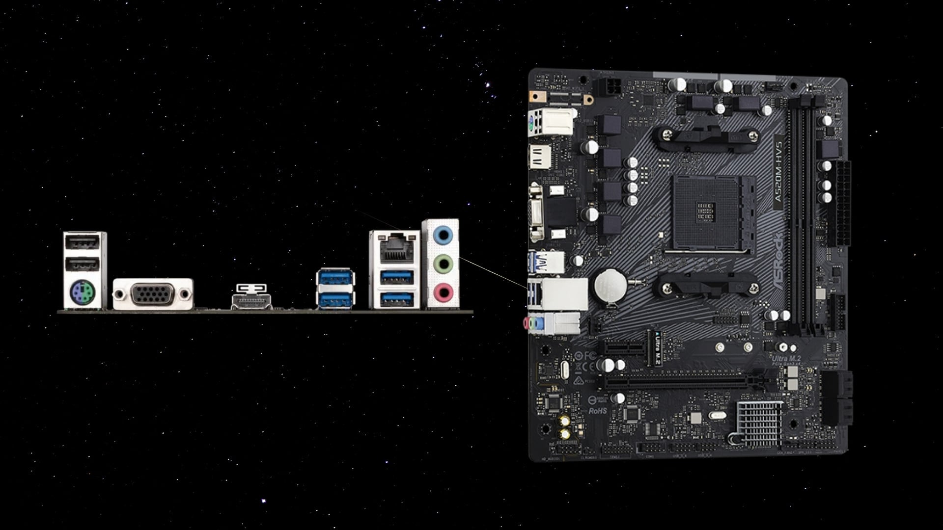 Mainboard ASRock A520M-HVS AM4 Micro-ATX – Cổng kết nối đa dạng