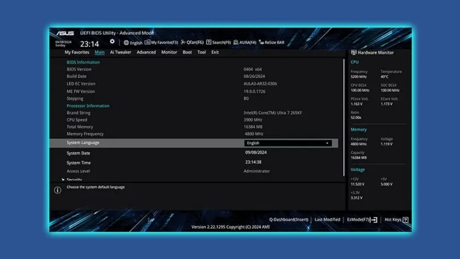 Mainboard ASUS B860M-K CSM DDR5 – Giao diện BIOS UEFI dễ sử dụng