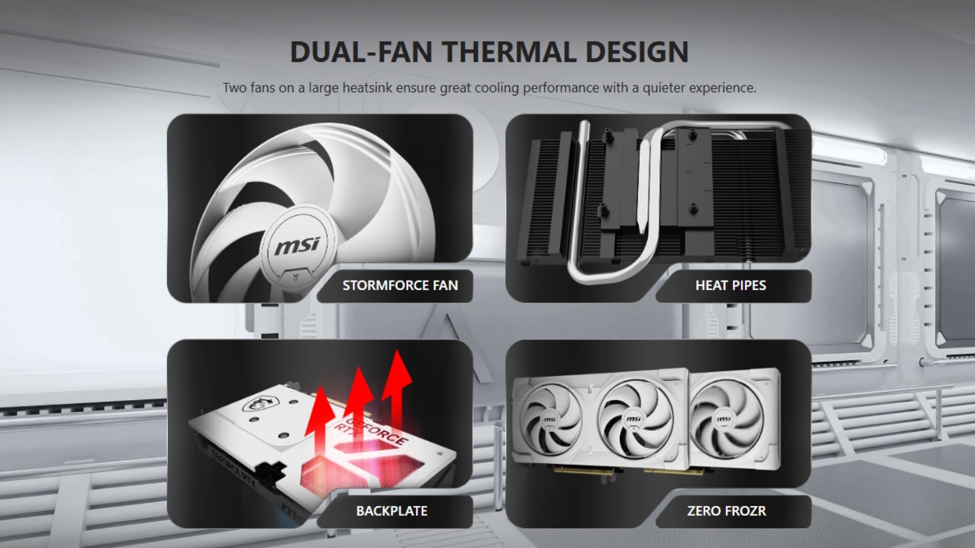 Card màn hình MSI GeForce RTX 5060 Ti Ventus 2X OC White Plus – Hệ thống tản nhiệt Ventus 2X