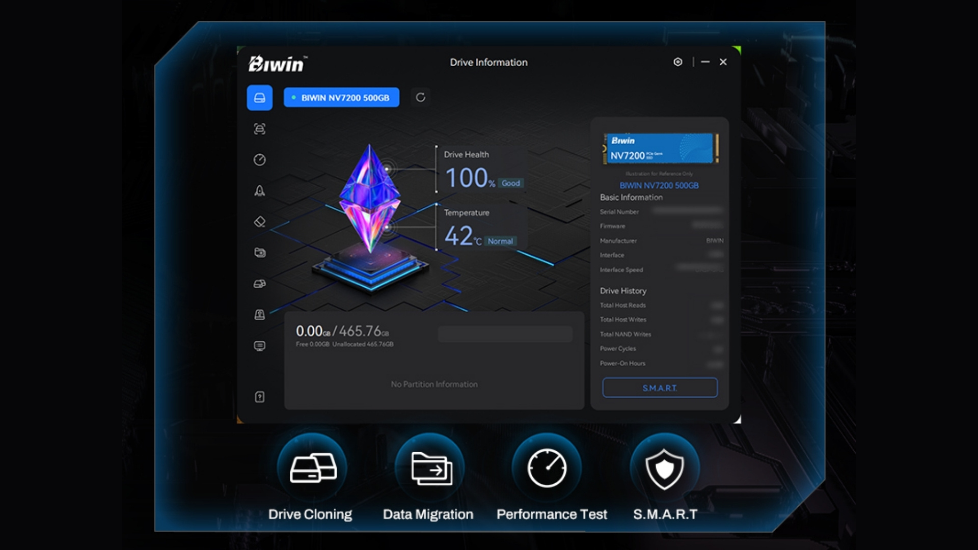 SSD Biwin NV7200 4TB NVMe Gen4 - Phần mềm Biwin Intelligence